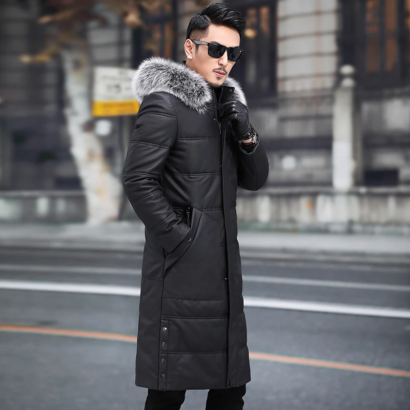 Мужская кожаная куртка из натуральной овечьей кожи мужское теплое зимнее пальто