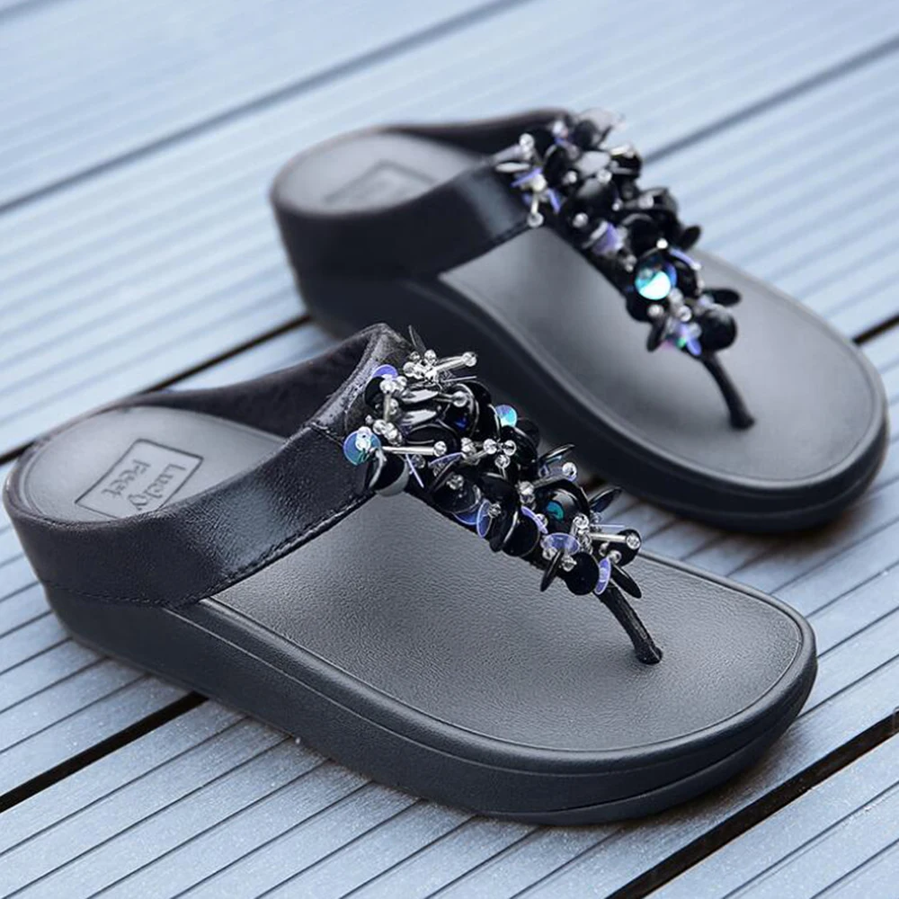 

New shoes women Summer Sandal For Women Sandals Fashion sequins platform flip-flops Non-slip Wedges Simple Slippers Women