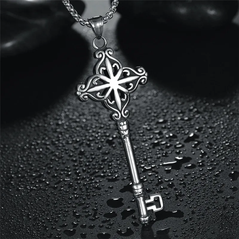 Цветочный ключ из нержавеющей стали кулон ожерелье мудрости сокровище