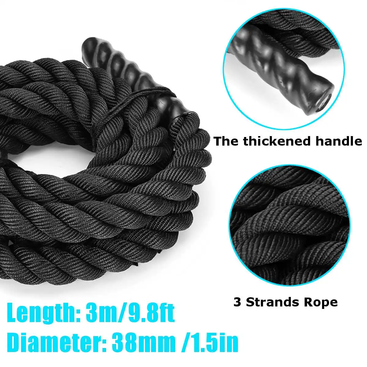 

38mm Fitness Heavy Jump Rope Weighted Battle Skipping Ropes Power Training Improve Strength Building Muscle Fitness