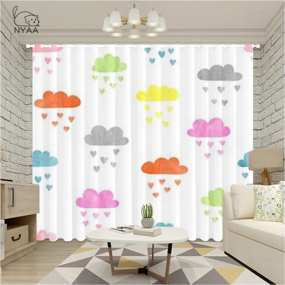Шторы с мультяшными радужными облаками для детей оконные занавески дома кафе