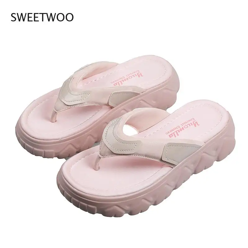 

Sweet Platform Flip-Flopswomen 2021 Summer Solid Lightweight Comfortable Sandals Shoes Ladies Leisure Casual Shallow Slippers