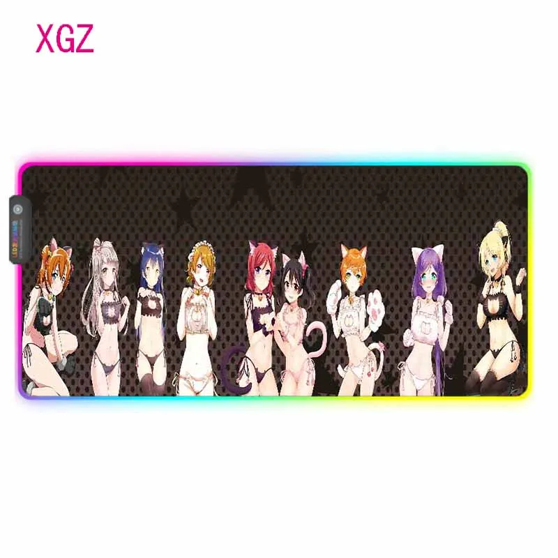 

XGZ Nekopa аниме милая девушка аниме RGB игровой коврик для мышки с аниме большой коврик для мыши USB подсветка Радуга светодиодсветодиодный компь...