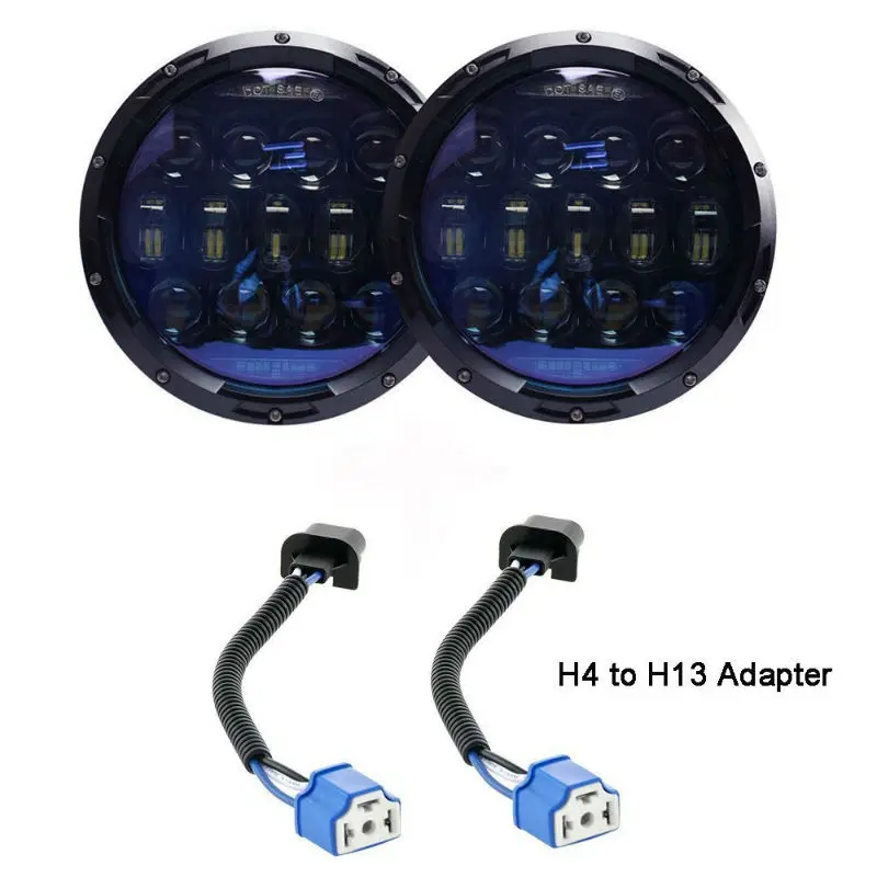 2 шт. 130 Вт 7 дюймовый круглый светодиодный фары для автомобиля янтарные