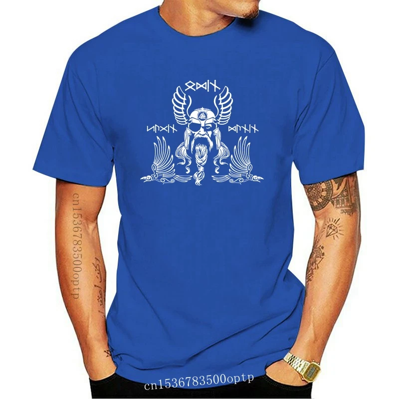 

Brand T-Shirt Men 2019 Fashion 100% Cotton Print Mens Summer O-Neck Odin Hugin Munin Runen Edda Valknut Yggdrasil Wikinger Tee