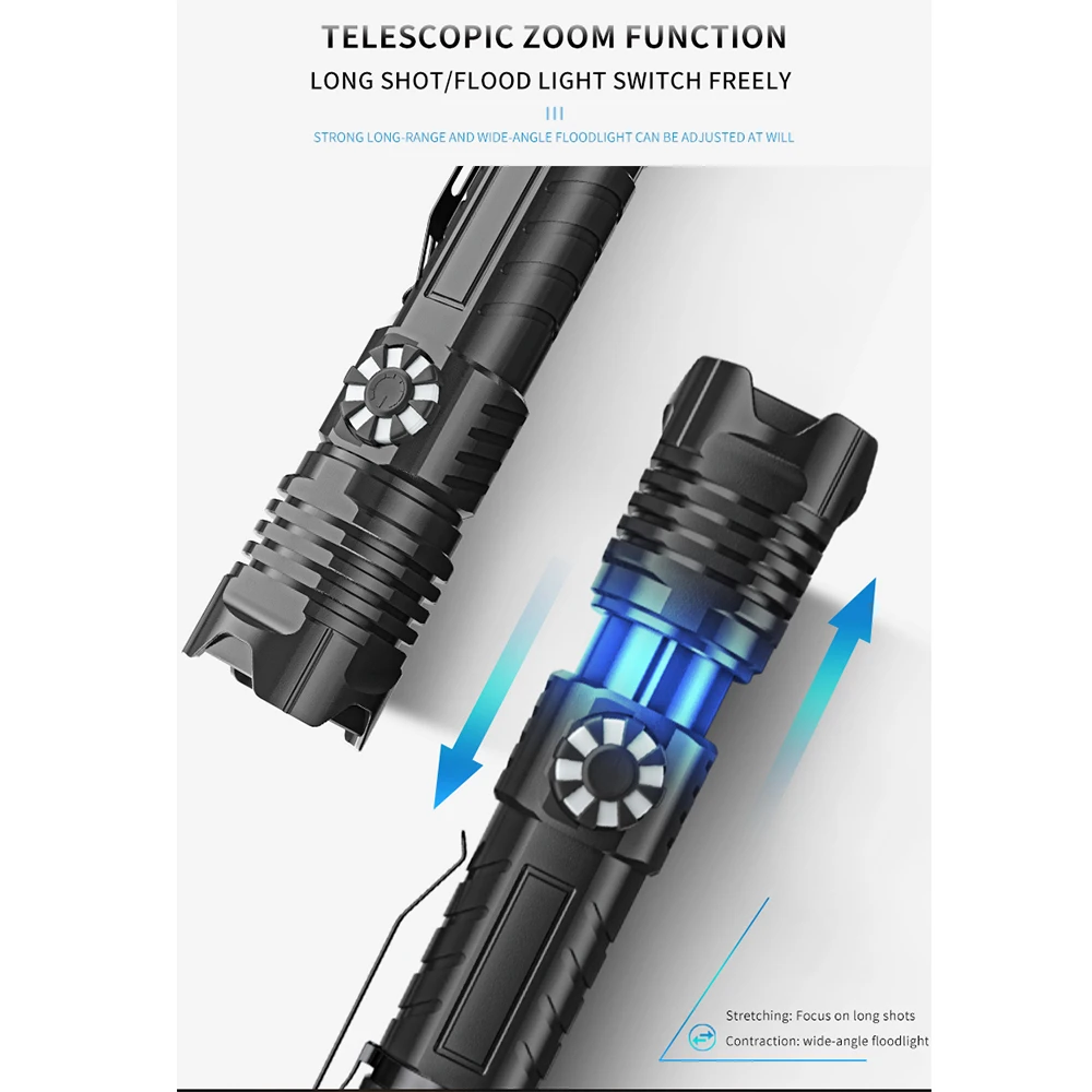 

XHP99 18650 26650 battery LED Torch Portable Led flashlight outdoor Ultra Bright adjustable 5 Modes waterproof USB Rechargable