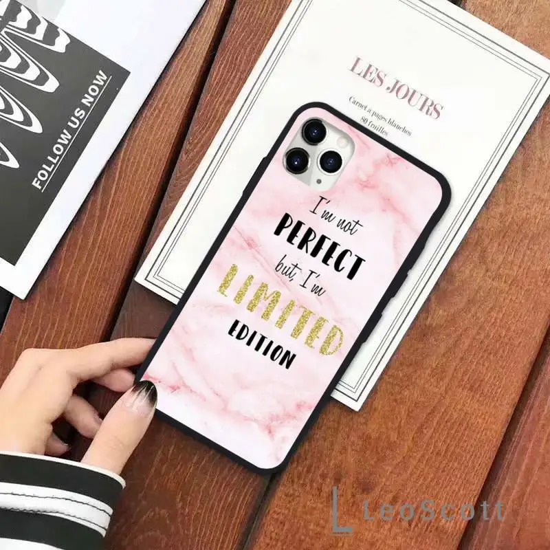 

Pink marble text Phone Cases for iPhone 11 12 pro XS MAX 8 7 6 6S Plus X 5S SE 2020 XR Soft silicone
