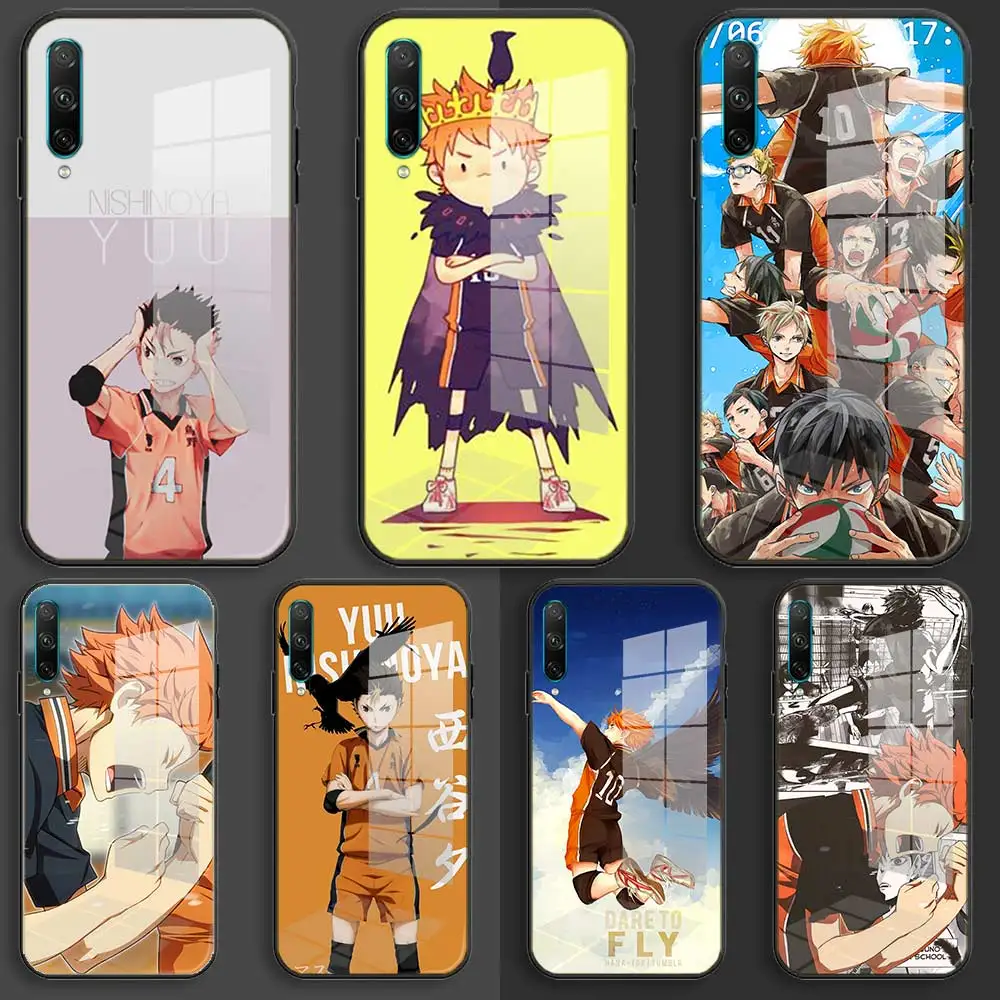 

Soft Glass Case For Huawei Honor 50 30 20 10 Lite Pro 10i 20i 9a X9A 8a X8 8X X8A X7A Balck Cover Anime Volleyball