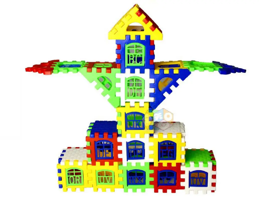 

24 квадратных пластиковых блока, Детский развивающий дом для просвещения, сборка для детского сада, раннее образование, 3d строительные игруш...