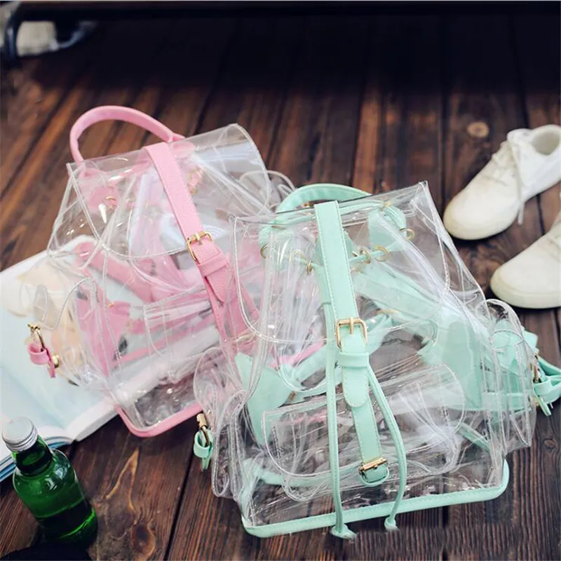 Новый прозрачный лазерный рюкзак из ПВХ женский для книг Женский дорожный с