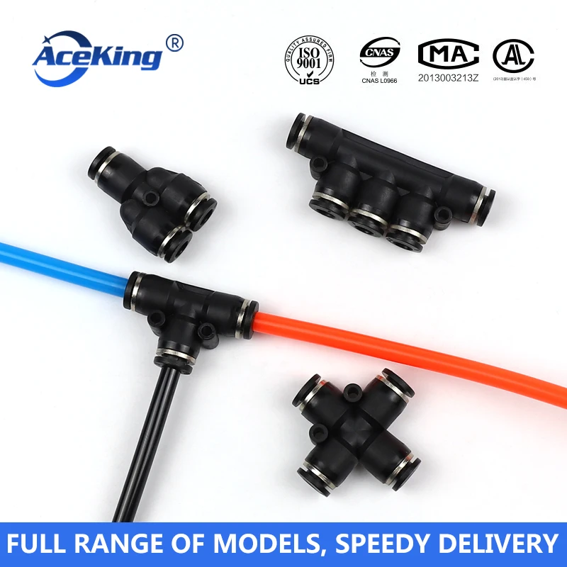 Пневматический трубный пластиковый шарнир PZA четырехсторонний PK