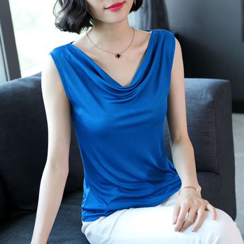 Silk Blouse Women Elegant Woman Stain Blouses Summer Solid Plus Size Tops Office Lady Shirt |