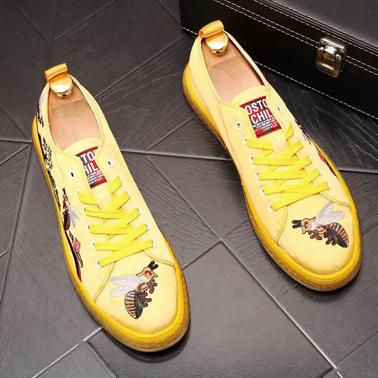 Фото Трендовая Мужская Желтая обувь для отдыха с круглым носком дышащая сетчатая