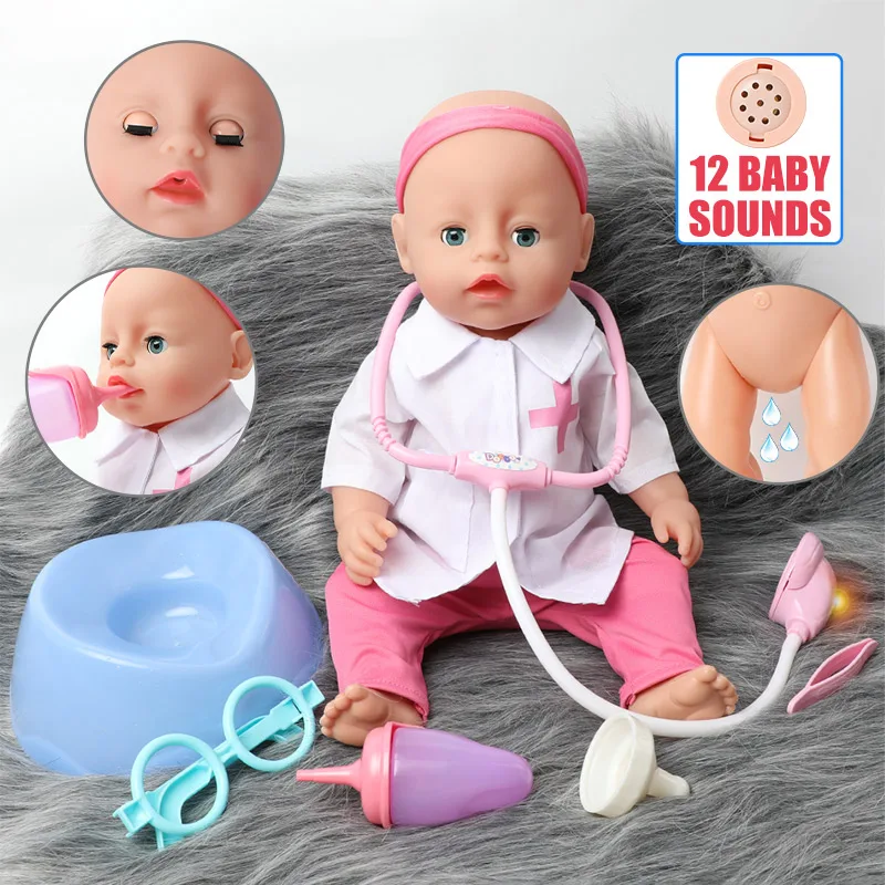Кукла bebe reborn 16 дюймов 40 см имитация звука водонепроницаемый силикон реалистичные