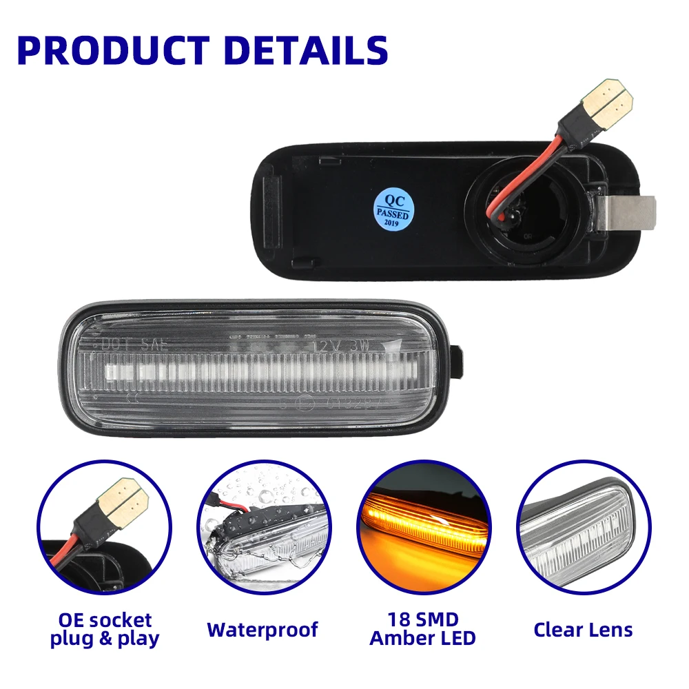 For Honda Civic EK 2/3/4d CRV Ballade Hatchback Sedan Car Accessories Lamps Dynamic Amber LED Side Marker Turn Signal Light 2Pcs - купить по