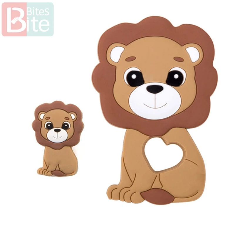 Brown Lion Укус укусов 2 шт./компл. Черепаха силиконовый детский Прорезыватель для зубов "сделай сам" для изготовления Еда Класс коала силиконовые крошечные стержень при прорезывании зубов силиконовые бусины комплект ювелирных изделий - Цвет: Brown Lion