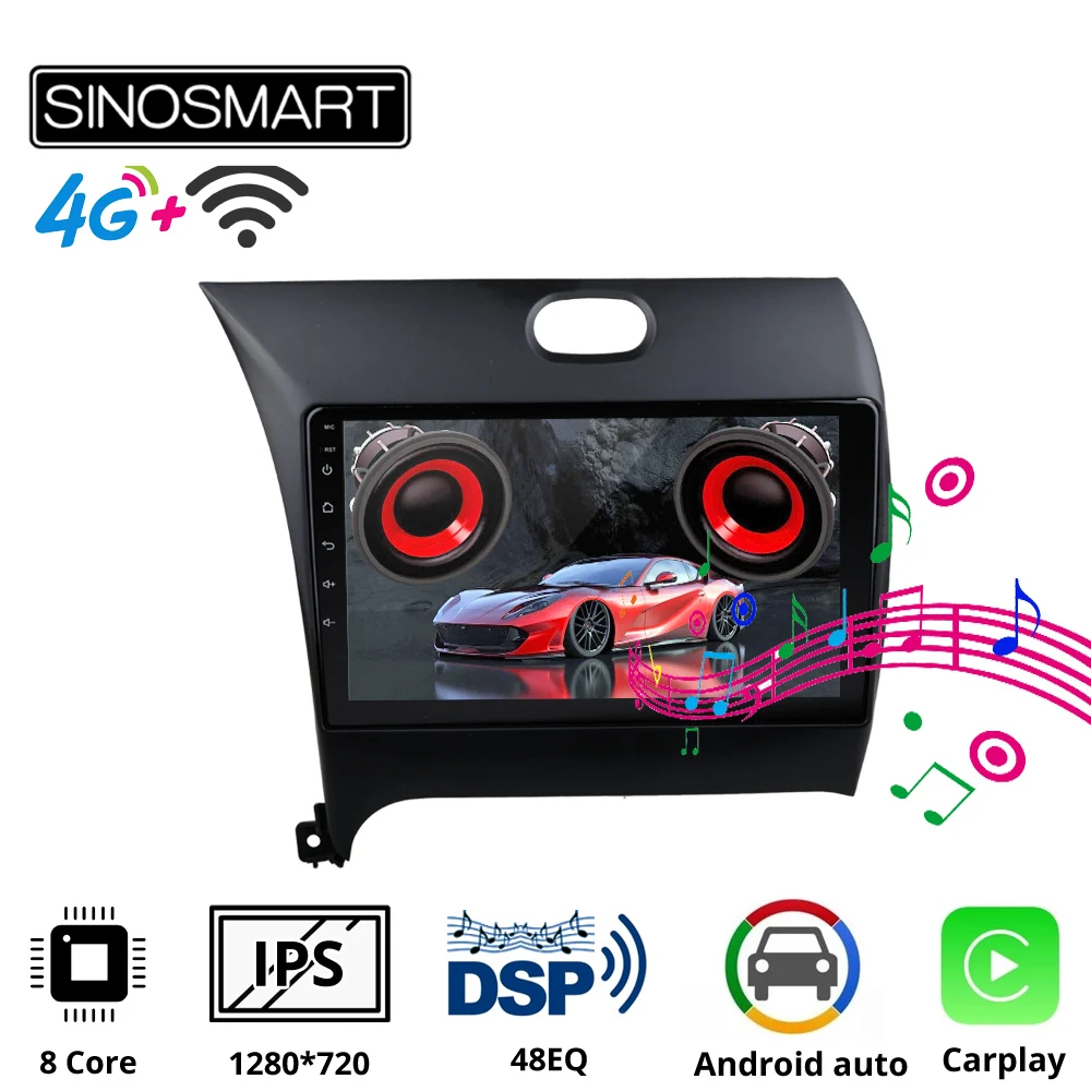 Sinosmart автомобильный радиоприемник с навигацией GPS для Kia K3/Cerato/Forte 2012 2017 2din 2.5D IPS/QLED