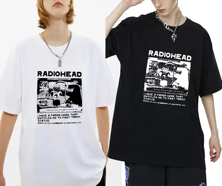 

NEU Radiohead North America Tour Tshirt Mens Hip Hop Tshirt EU Size Men Concert Tee Shirt Black Pure Cotton Short Sleeve T-shirt