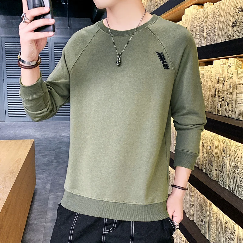 

New Men Sweatshirt Casual Hip Hop Autumn Solid Hoodies Male Top Letter Print O-Neck Pullovers Sweatshirt Clothing