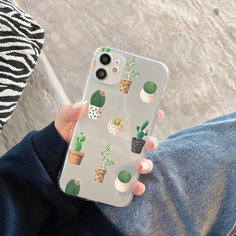 

cactus Phone Cases Transparent for Clear iPhone case 11 12 mini pro XS MAX 8 7 6 6S Plus X 5S SE 2020 XR