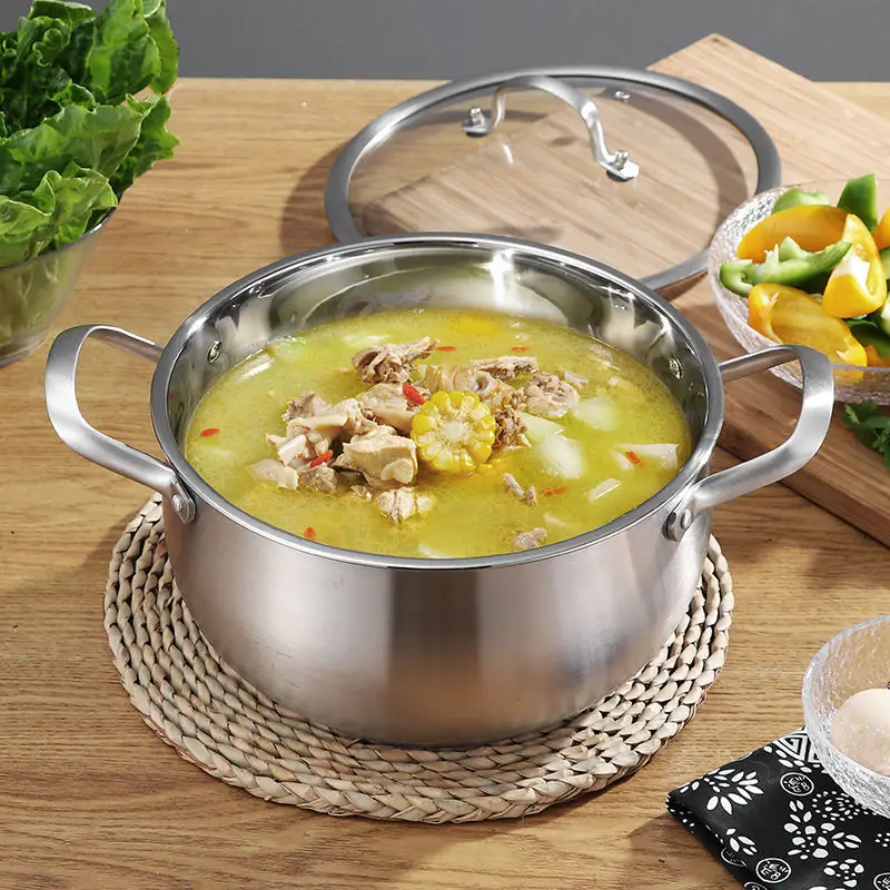 Кастрюля для супа из нержавеющей стали с двойным дном антипригарная кастрюля