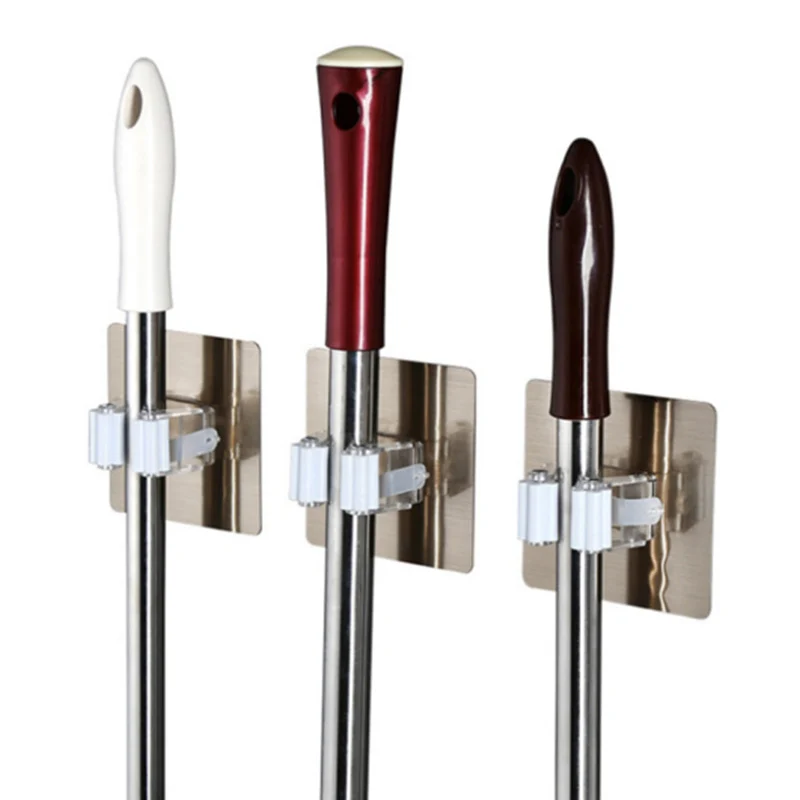 1 шт. многофункциональная самоклеящаяся стойка для швабры кухни ванной комнаты