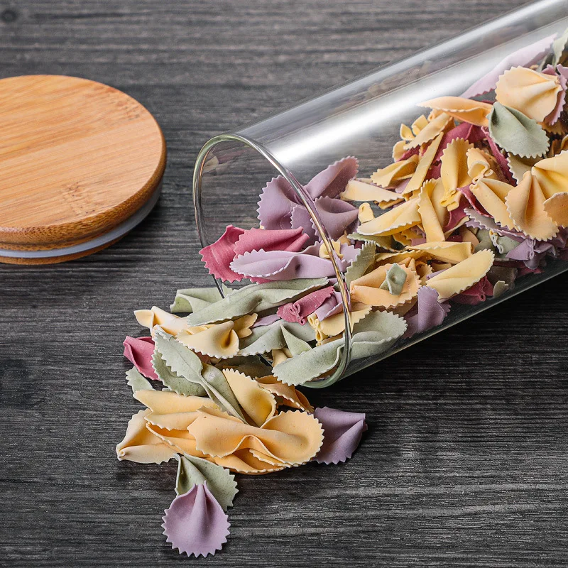 TRANSPARENT FOOD STORAGE JARS WITH BAMBOO LID KITCHEN GLASS SEALED CANS TANK TEA CANISTER ON - Прозрачные банки для хранения продуктов с бамбуковой крышкой, кухонные стеклянные герметичные банки, банки для чая.