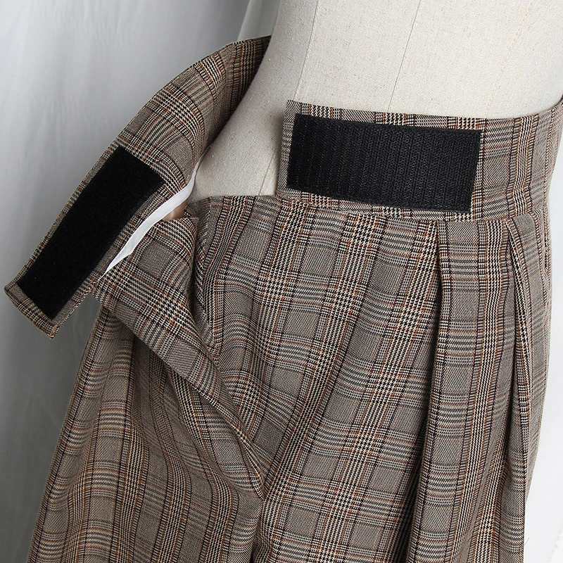 CHICEVER клетчатые штаны шаровары с рюшами для женщин высокая талия длина по