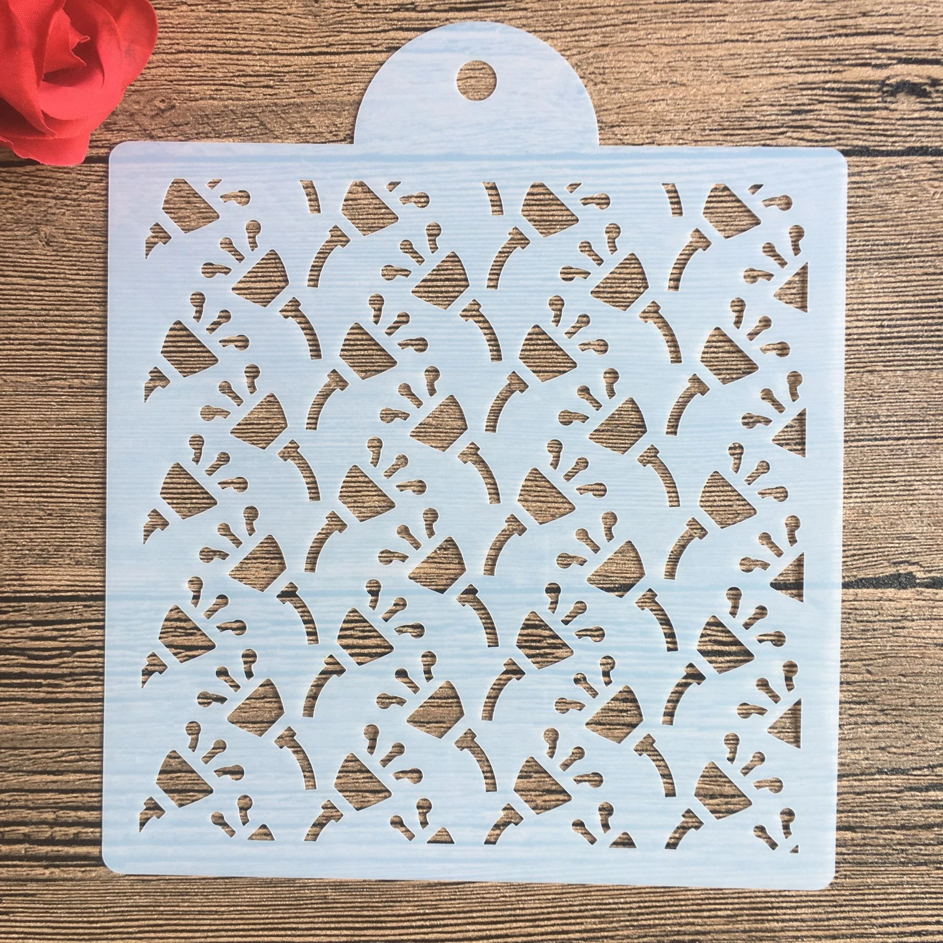 

1pc 15 * 15cm mold DIY Pattern hollow template Stencils cake baking sugar powder sieve mold graffiti drawing tiles Stencils -7