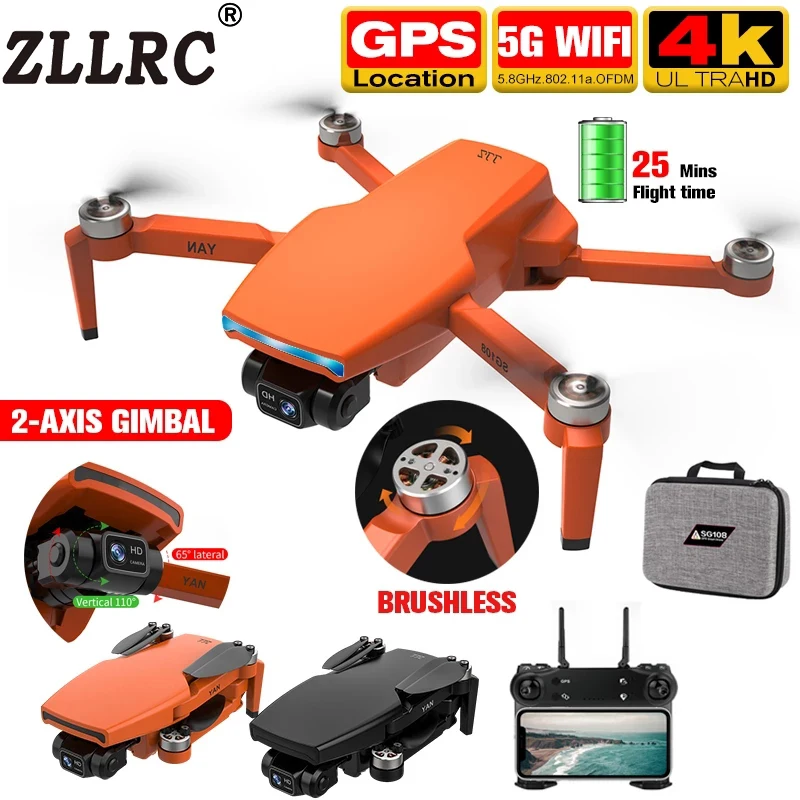 

ZLLRC SG108 Pro GPS 4k Drone 2 Axis Gimbal Professional Camera 5G WIFI FPV Dron 1KM Distance Brushless Motor Rc Quadcopter PK S3