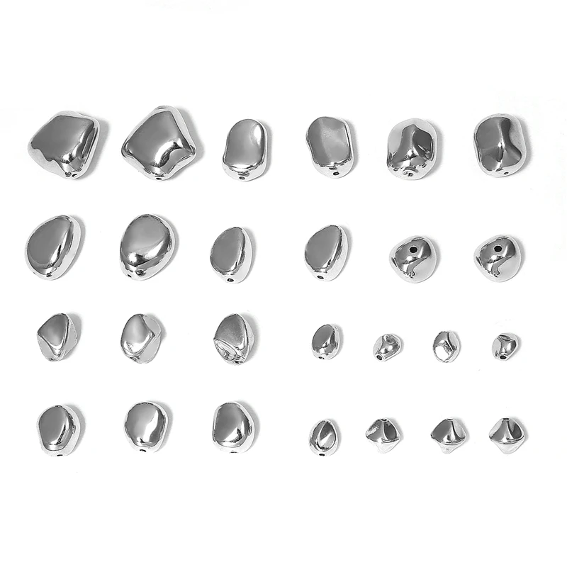 Серебряные Родиевые широкие бусины lrправильной формы CCB 10-50 шт./лот для