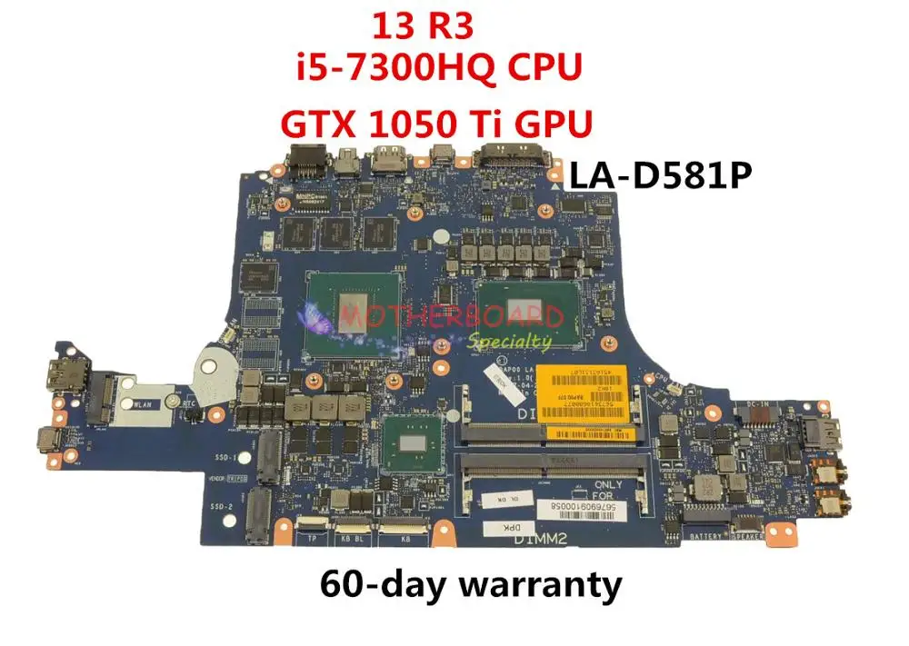Для Dell OEM Alienware 13 R3 Материнская плата ноутбука W/ i5-7300HQ Процессор GTX 1050 Ti GPU CN-02R5MC 02R5MC