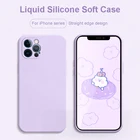 Роскошный квадратный защитный чехол из жидкого силикона для iPhone 13 12 Mini 11 Pro Max SE 2020 13Mini, противоударный тонкий мягкий чехол для телефона
