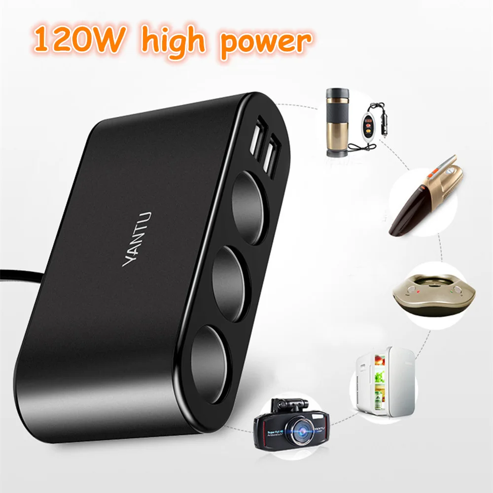 Автомобильный Разветвитель для прикуривателя 12-24 В адаптер питания с двумя