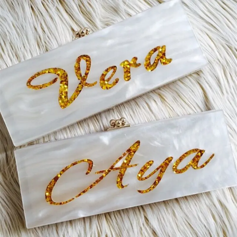 Индивидуальные Акриловые сумки ручной работы YENS с именем уникальный клатч