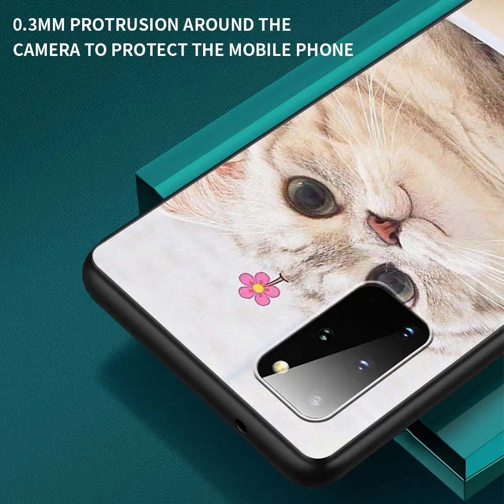 

Cute Cat Case For Samsung Galaxy S21 S20 FE S10 S9 Plus Note 20 Ultra 9 8 10 Lite Capa Black Shell Phone Cover
