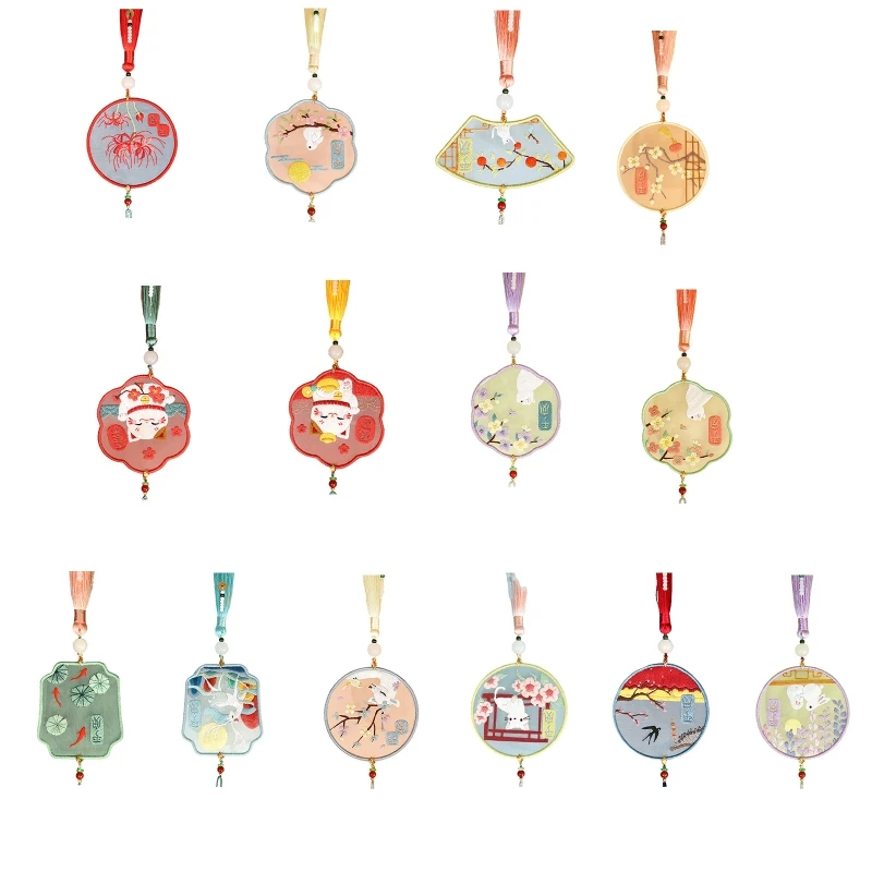 

Cross Stitch Kit Traditional Chinese Painting Patterns Homemade Amulet with Tassel Talismans Cross Stitch 13 Options