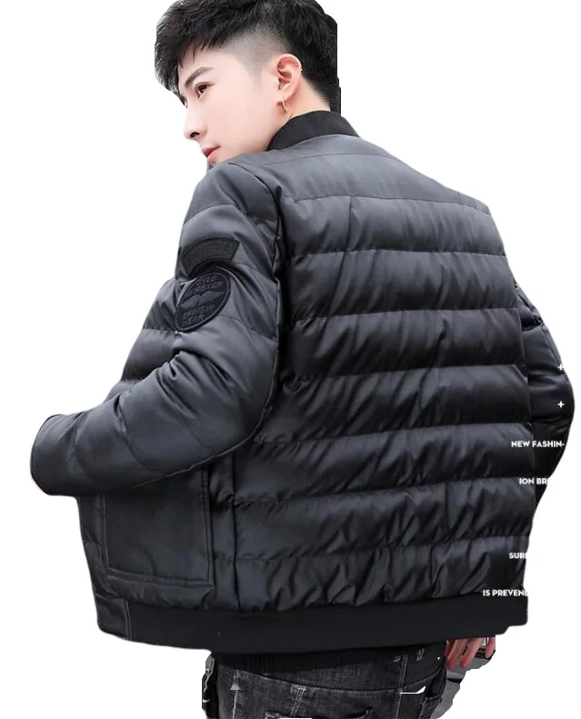 2021 Men's Winter Men Parkas Horn Button Deer Velvet Leather Coat Mid-length Thick Warm Snow Coat