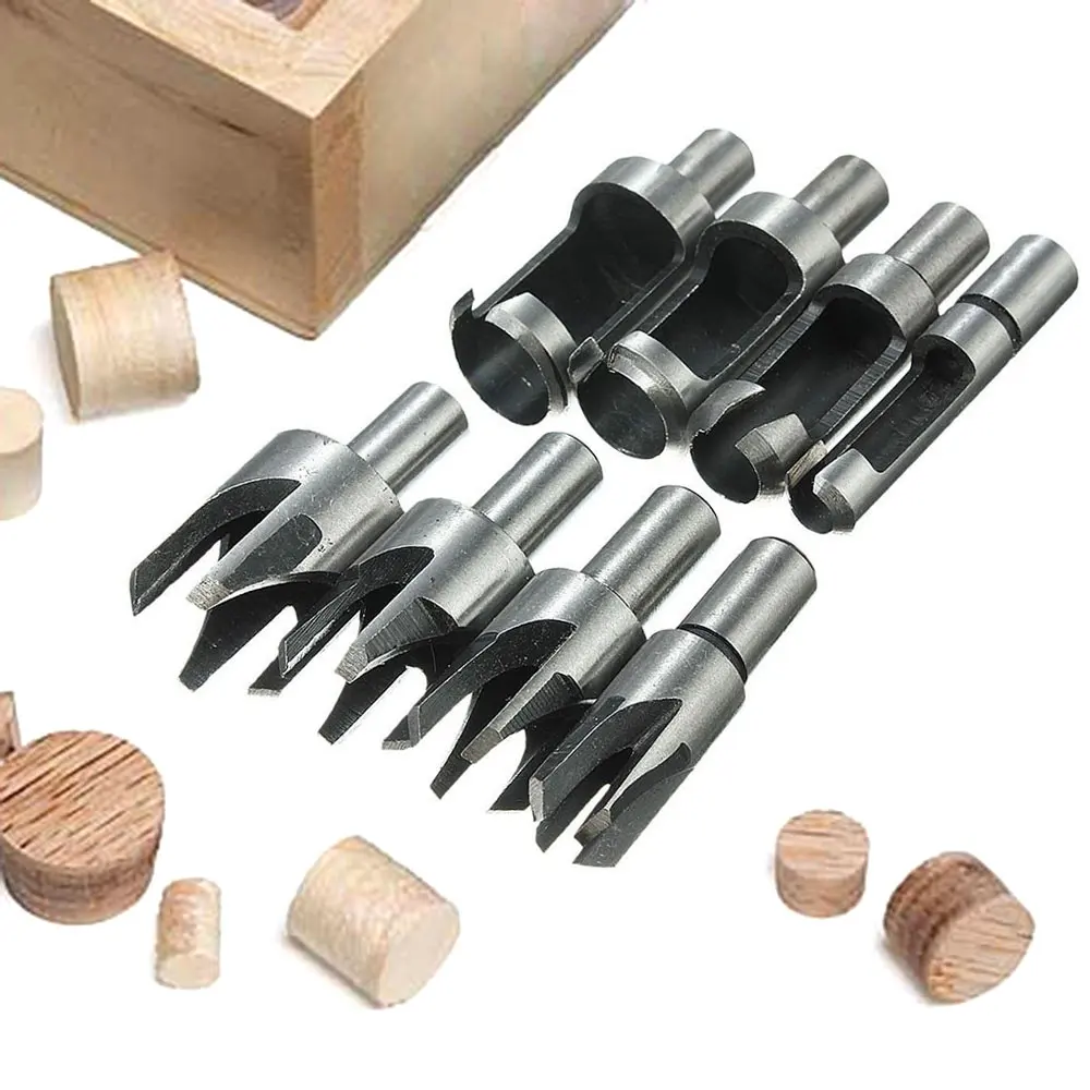 

8 Pcs/set Hss Taper Claw Type Wood Plug Cutter Drill Bits 5/8" 1/2" 3/8" 1/4" Woodworking Tools Herramientas De Mano Taladro