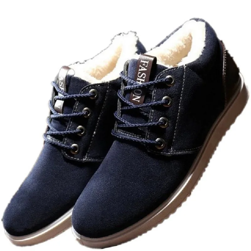 Мужские зимние ботинки теплая хлопковая ткань модная мужская обувь на шнуровке