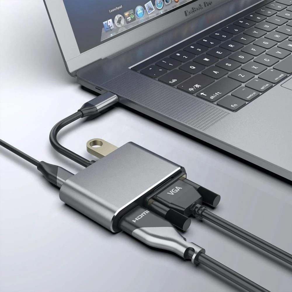 4 в 1 Type C концентратор USB к HDMI VGA 3 0 порты SD/TF ридер RJ45 1000M доставка питания для MacBook Pro