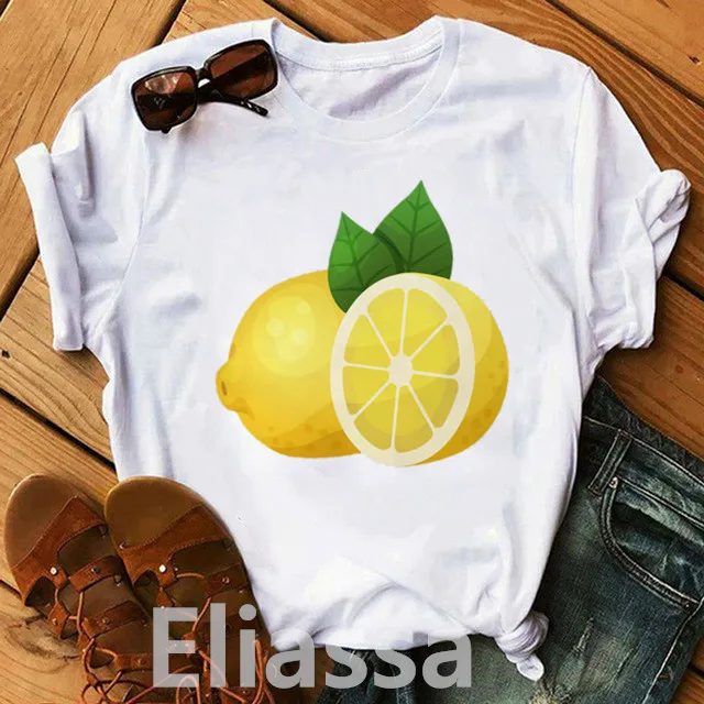 

Funny Lemon Graphics Print Design T-shirt 2020 Summer Short Sleeve White 90S Harajuku Girl Tshirt Aesthetic Clothes,Drop Ship