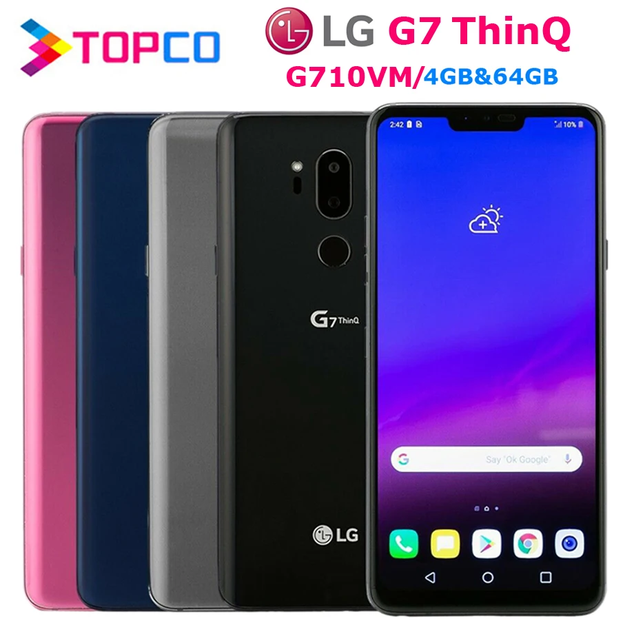 LG G7 ThinQ G710VM разблокированный 64 Гб rom 4 Гб ram LTE Android Snapdragon 845 Восьмиядерный 6," двойной 16 МП NFC отпечаток пальца