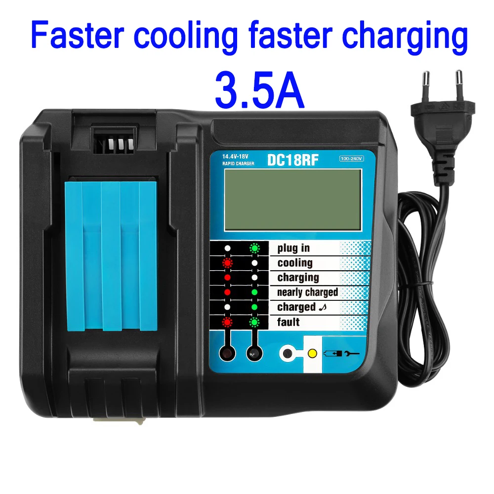 

DC18RF Rapid Charger Replacement Power Tools Lithium-ion Charger 14.4V-18V for Makita Power Tool Battery DC18RA DC18RC With USB