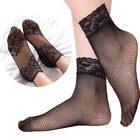 Летние сексуальные носки, женские дышащие, удобные, модные, кружевные, цветочные короткие носки, прозрачные шелковые носки с неглубоким вырезом
