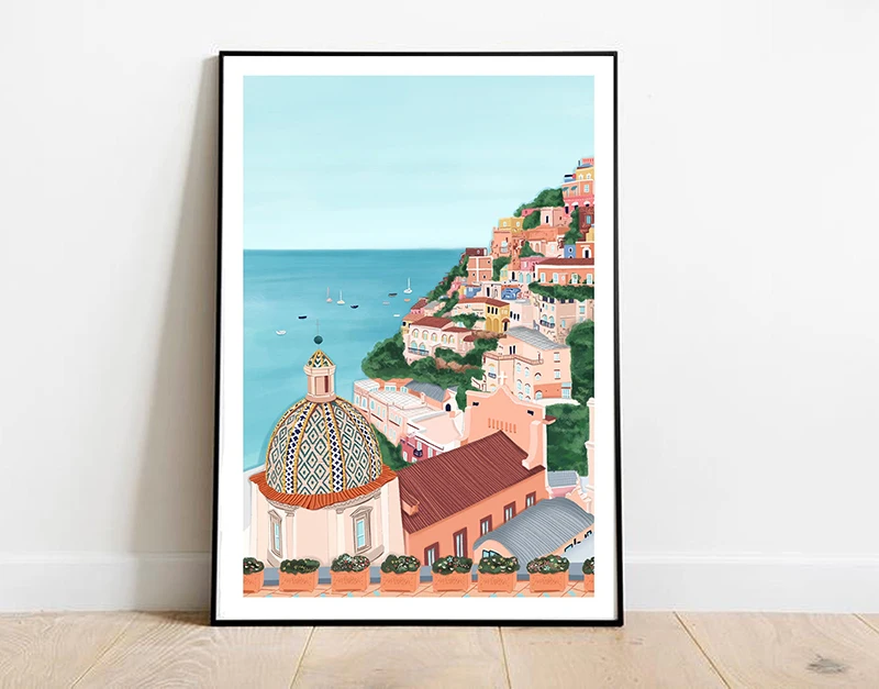 Художественная печать на побережье Амальфи постер Италия почтовая | Дом и сад