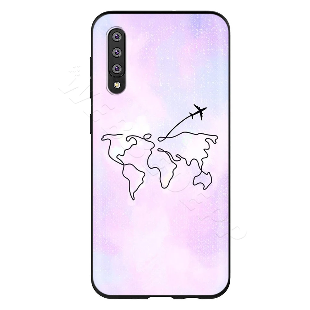 Webbedepp розовый мир чехол "карта" для samsung Galaxy S7 S8 S9 S10 Edge Plus Note 10 8 9 A10 A20 A30 A40 A50 A60 A70