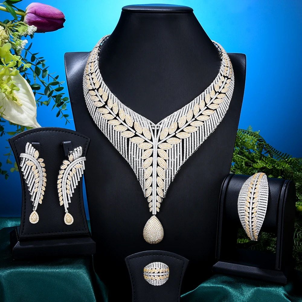 missvikki New Luxury Bold Big African Jewelry Sets Nigerian Wedding DUBAI Bridal Jewellery Precious Cubic Zircon Jewelry Sets