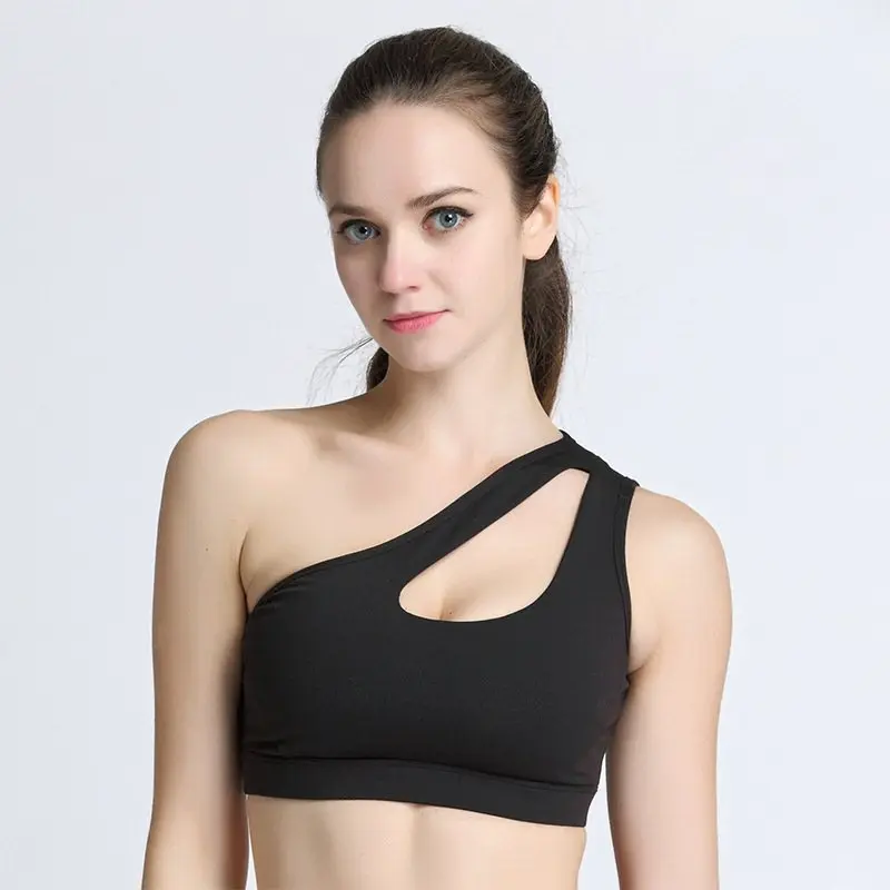 

Sexy One Shoulder Yoga Bras Women Sports Top Crop Athletic Vest Push Up Underwear Sports Bra Sportswear Gym Shirts