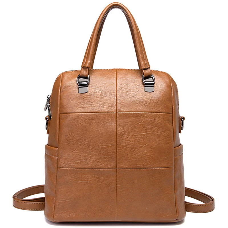 Рюкзак женский из мягкой кожи ранец для учебников школы и бизнеса сумка